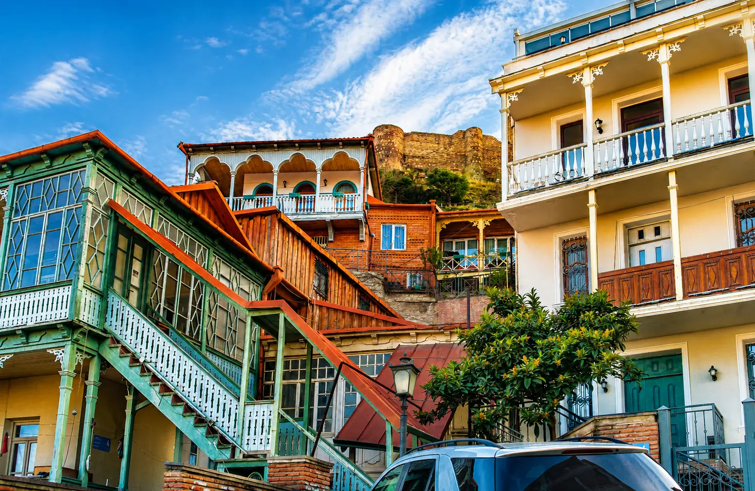 Colorful wooden balconies in Old Tbilisi — Tbilisi travel guide