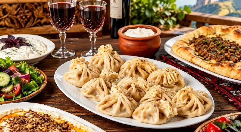Khinkali served with Georgian wine — Khinkali guide